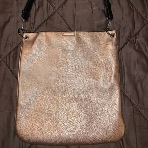 Colab Gold leather purse w/ removable leather strap & removable leopard pouch